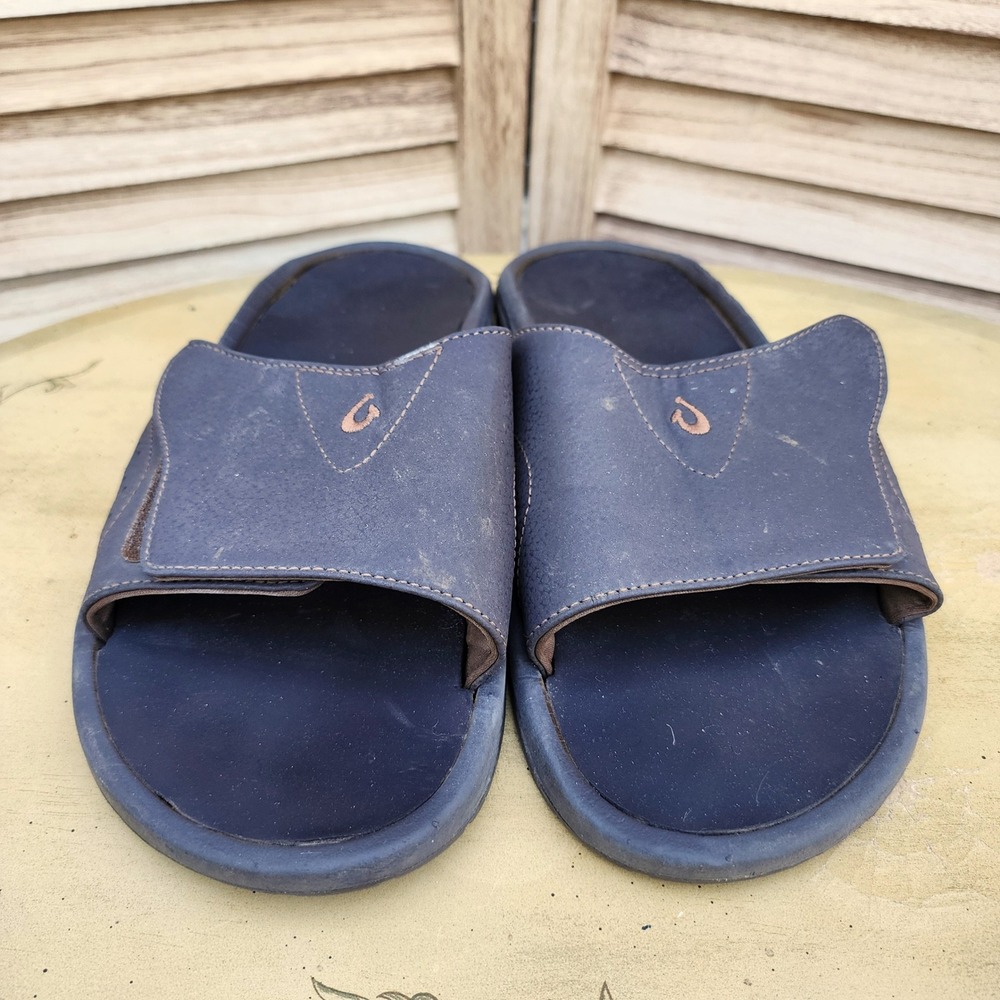 OluKai US 12 Brown Synthetic Nalu Slide Sandals 10332 4848 Casual Beach Slip On